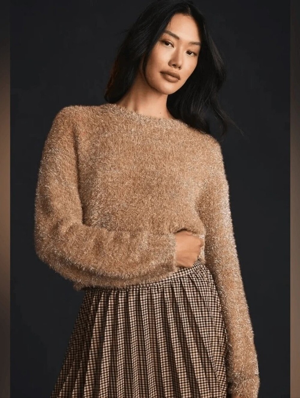 Anthropologie Maeve Tinsel Eyelash Sweater Size M